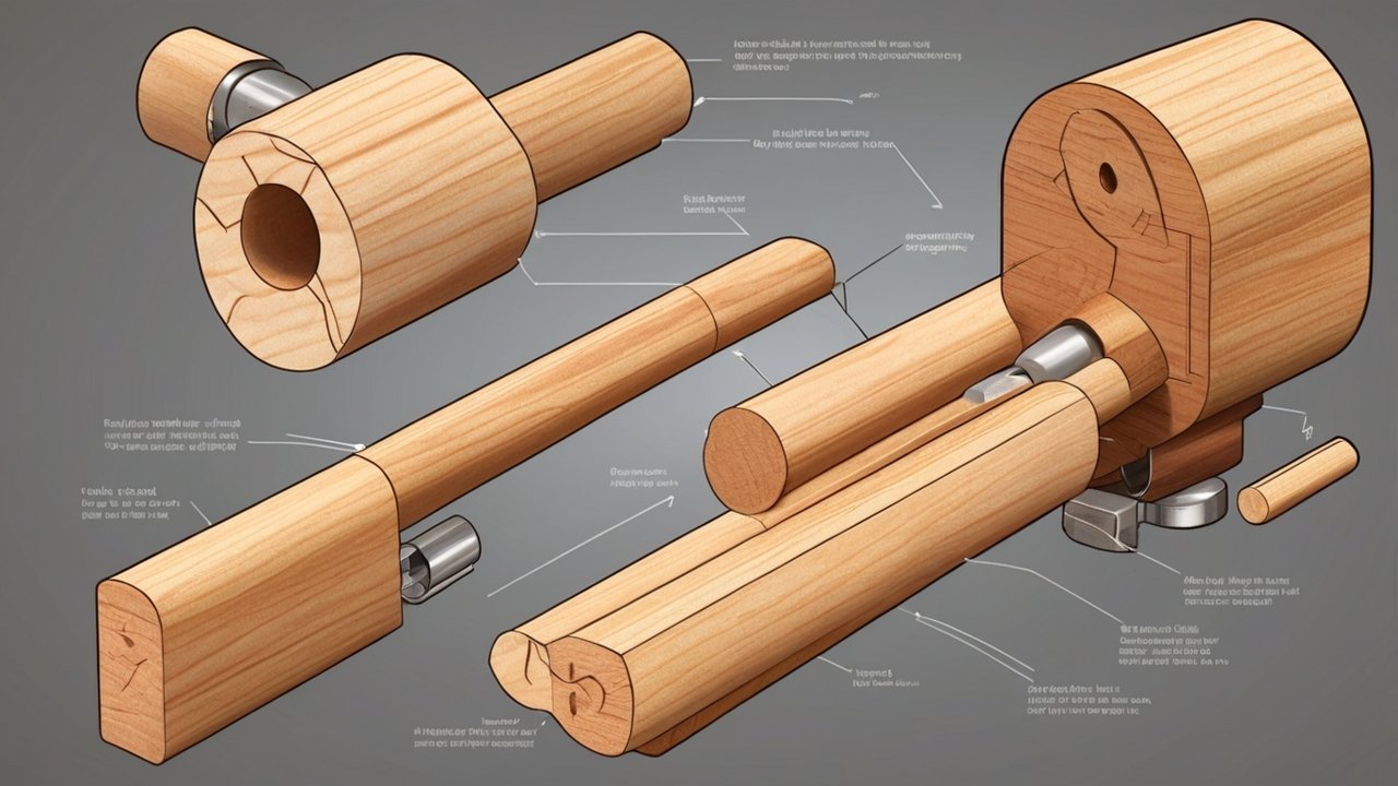 Chisel and wooden mallet placed on a workbench