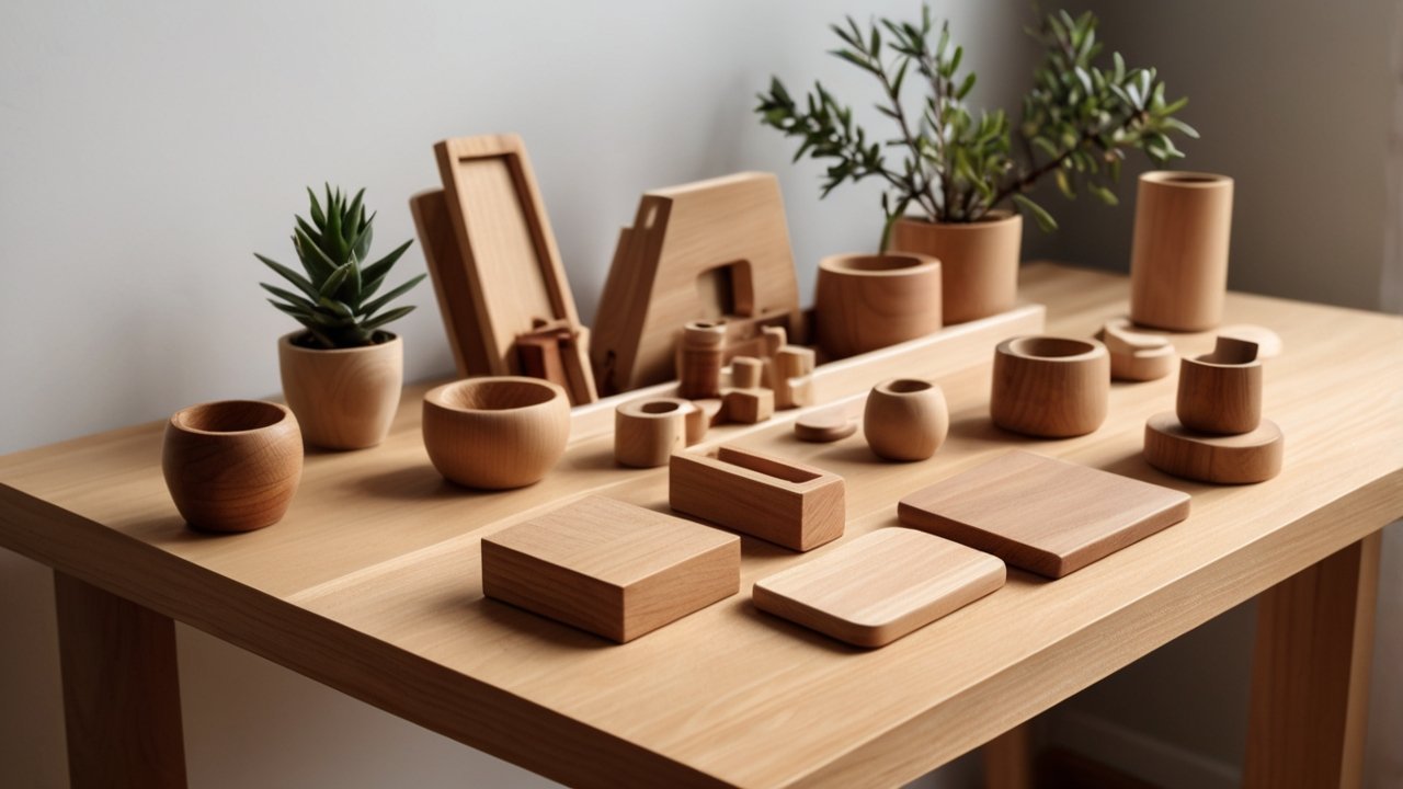 Handmade wooden garden bench with slatted backrest