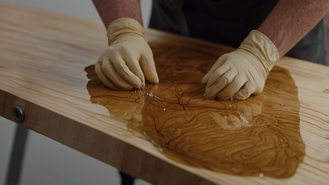 epoxy resin woodworking sanding step