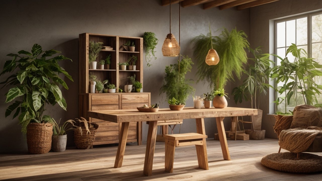 reused wood materials ready for furniture production