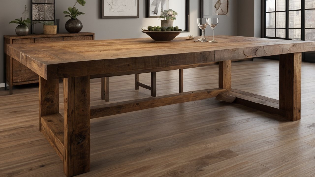 thick solid wood tabletop showing dense grain structure