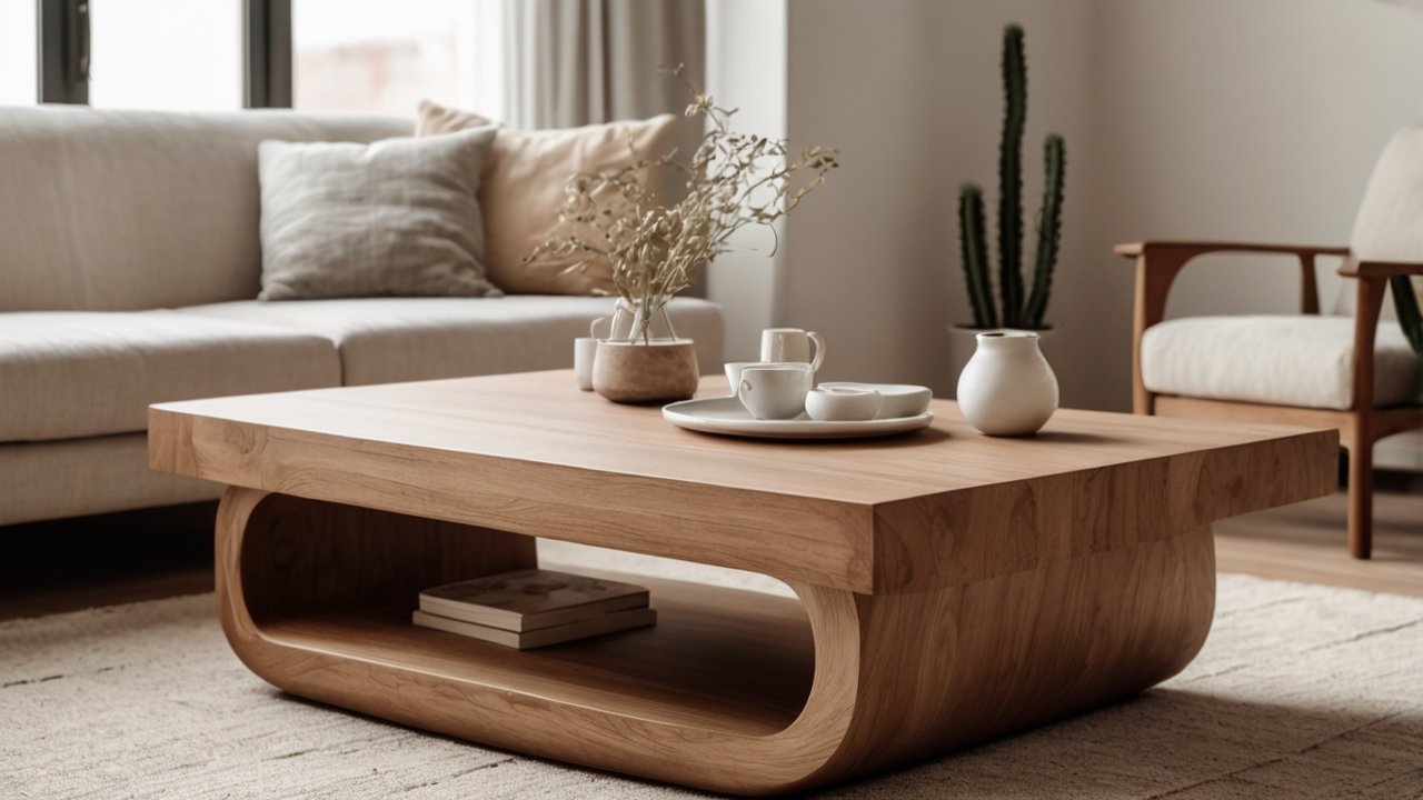 Applying clear polyurethane finish with brush on wooden tabletop