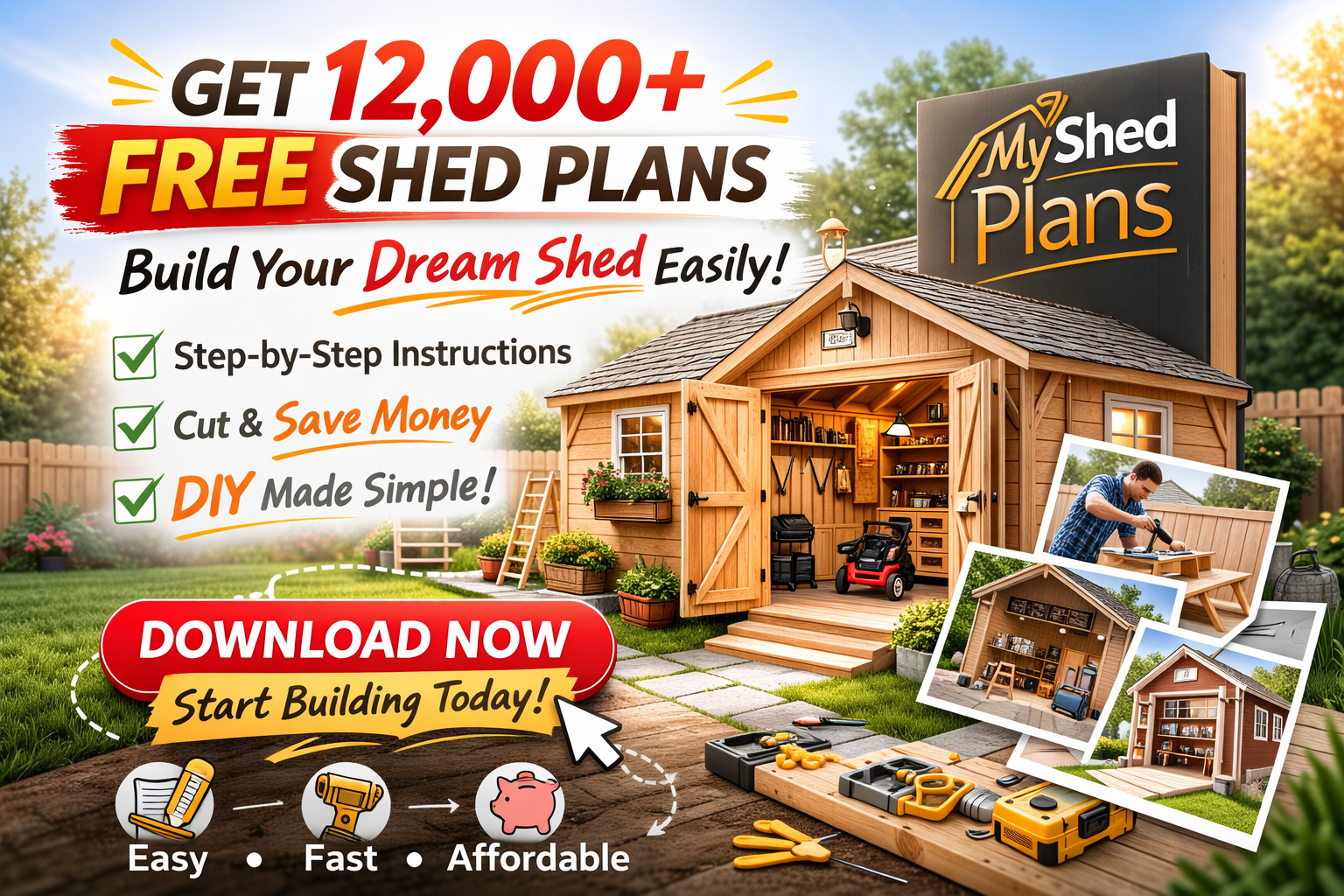 essential woodworking tools including drill saw and hammer