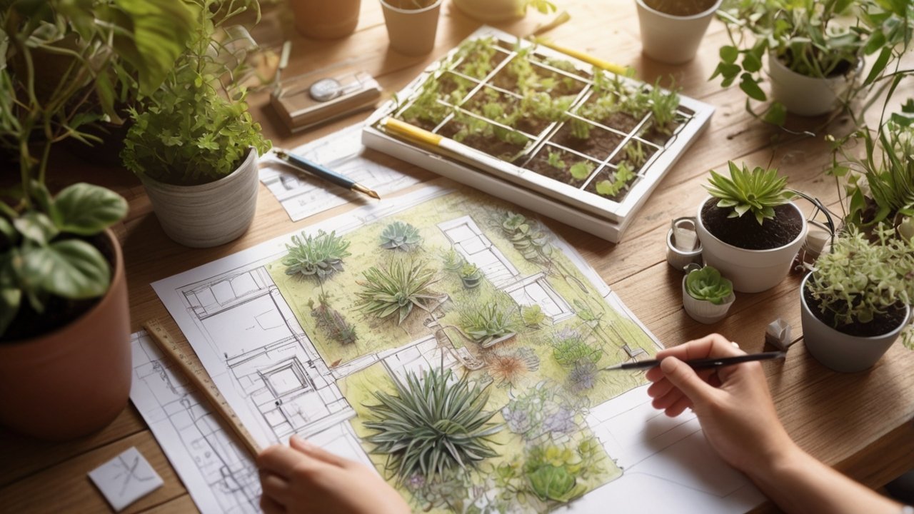 rainwater collection barrels in backyard