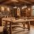 A variety of types of wood for furniture displayed in a workshop setting