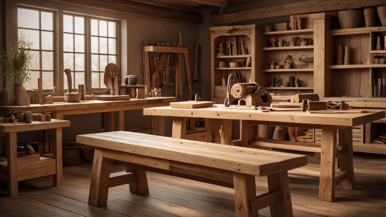 rustic woodworking ideas featuring handmade furniture and natural wood decor