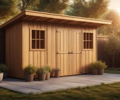 DIY backyard wooden shed under construction