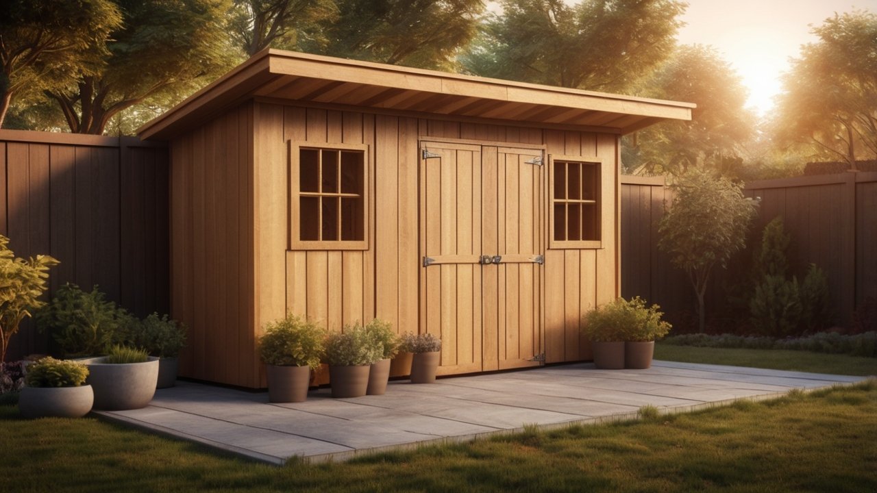 DIY backyard wooden shed under construction