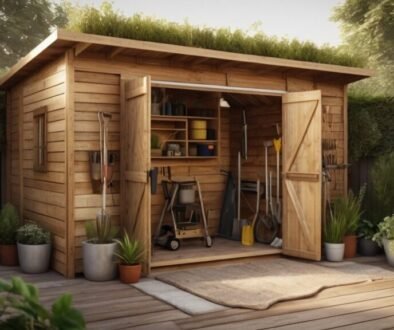cheap diy garden shed in backyard made with wood pallets and simple design