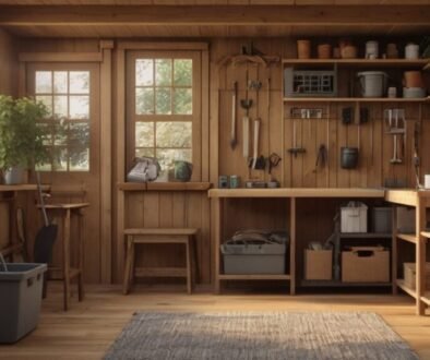 small shed storage ideas for organizing a cozy DIY woodworking workshop