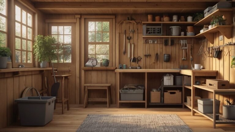 small shed storage ideas for organizing a cozy DIY woodworking workshop