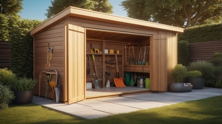 storage shed plans modern backyard wooden shed DIY project organized outdoor space