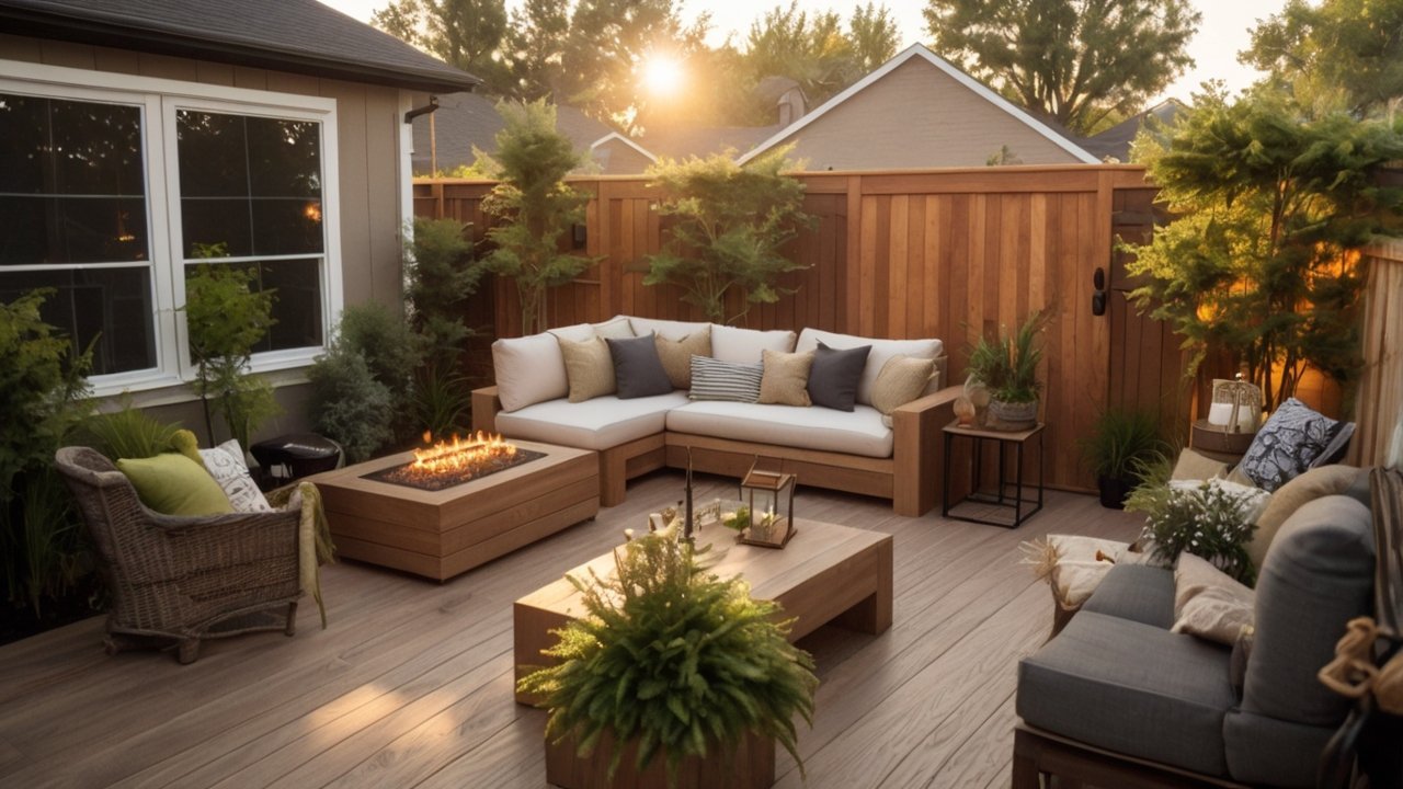 Backyard design layout planning with patio garden and functional zones
