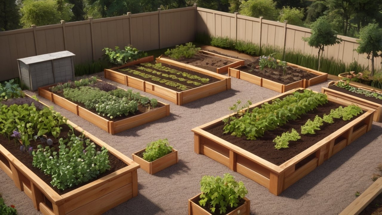 tools and supplies for a backyard survival garden layout