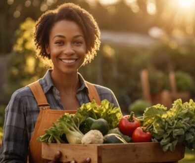 Beginner-friendly backyard vegetable garden with raised beds and fresh vegetables