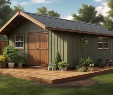 Waterproof shed DIY guide showing a dry wooden backyard shed after waterproofing