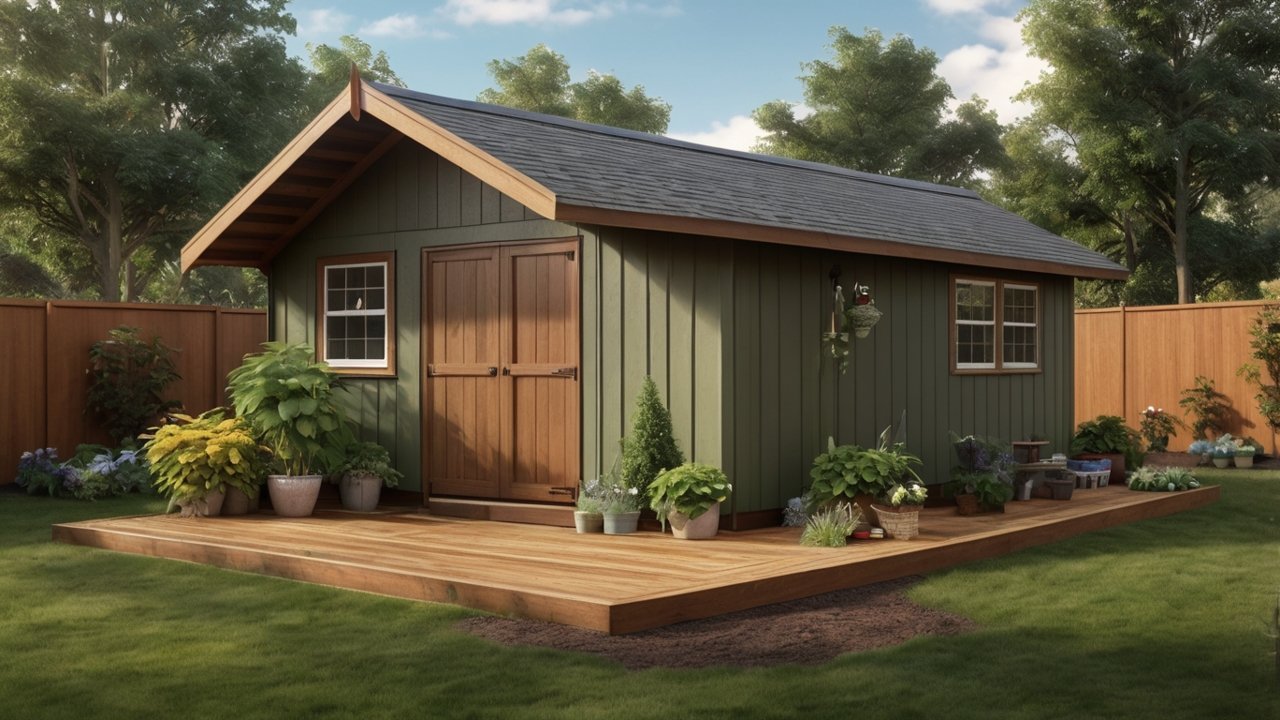 Waterproof shed DIY guide showing a dry wooden backyard shed after waterproofing