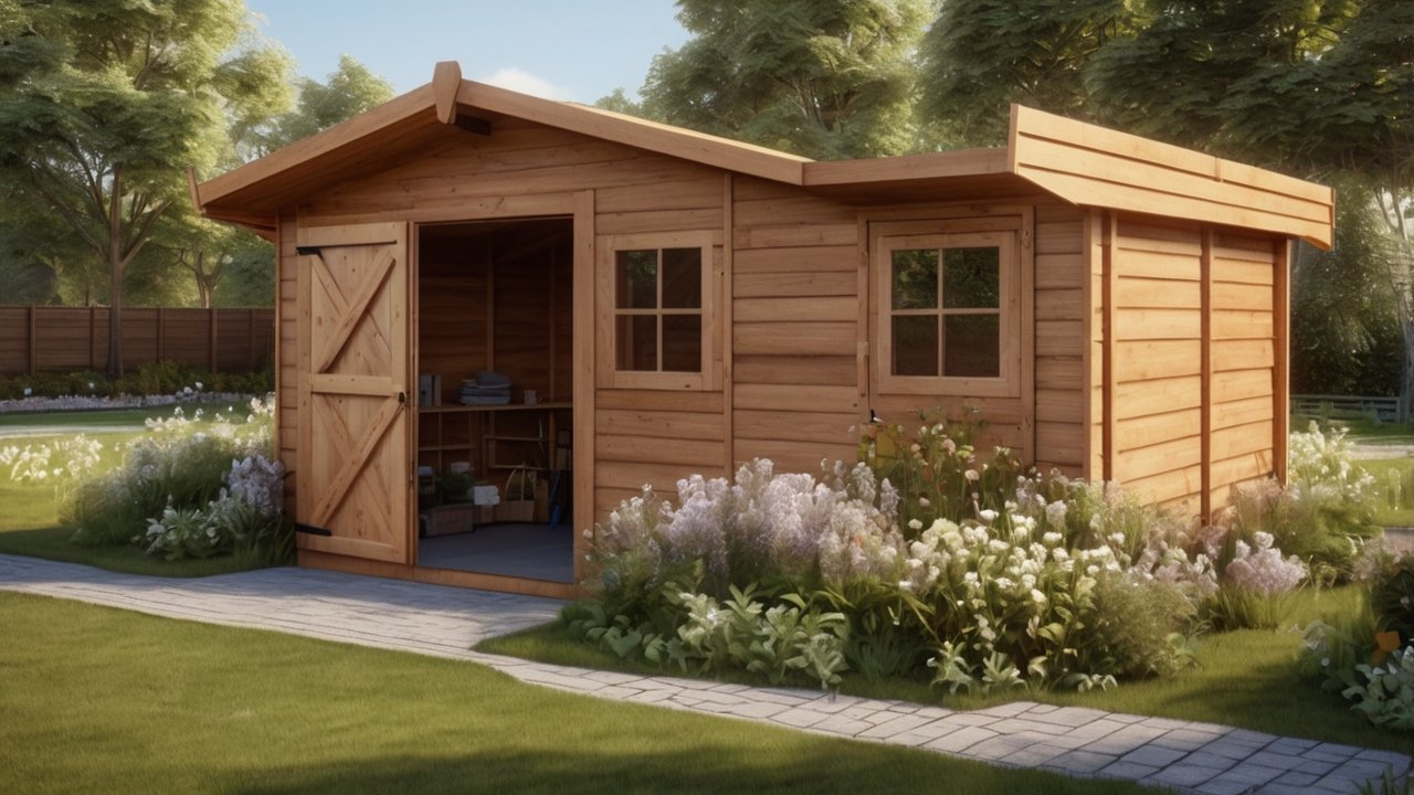 Resin Shed vs Wood Shed comparison featuring a traditional wooden storage shed