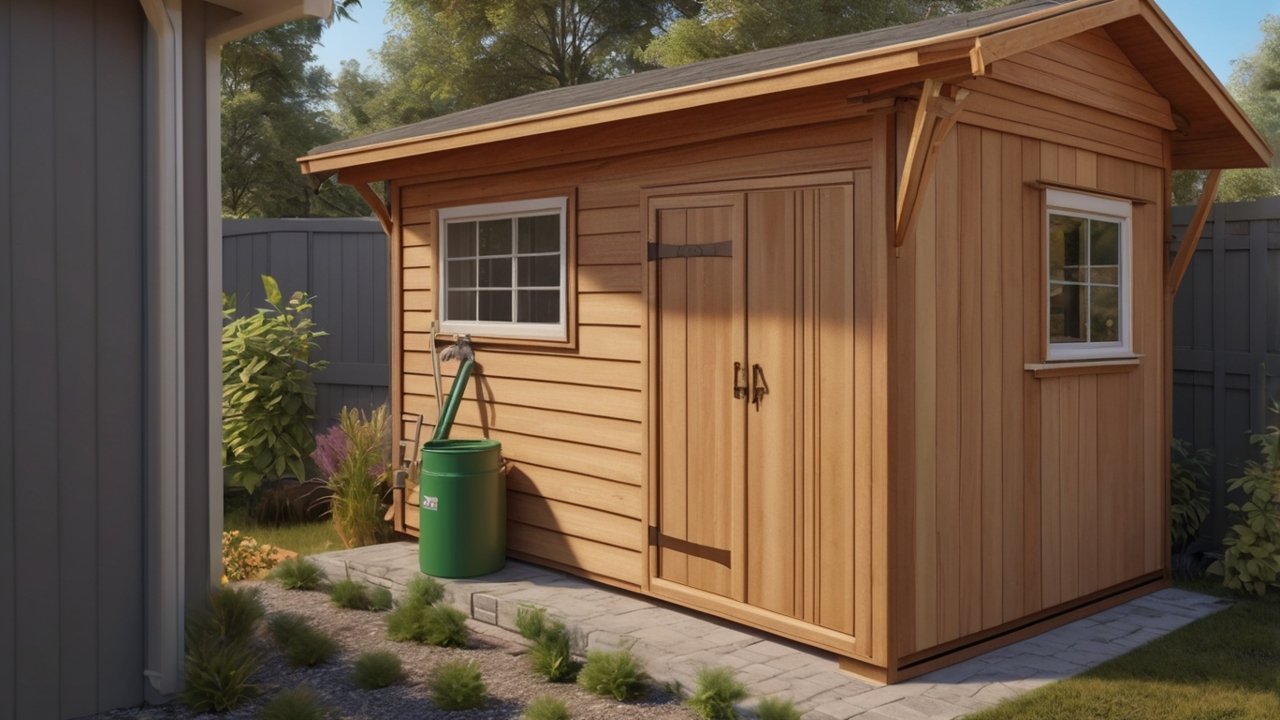 Annual waterproof shed DIY maintenance inspection of a backyard storage shed
