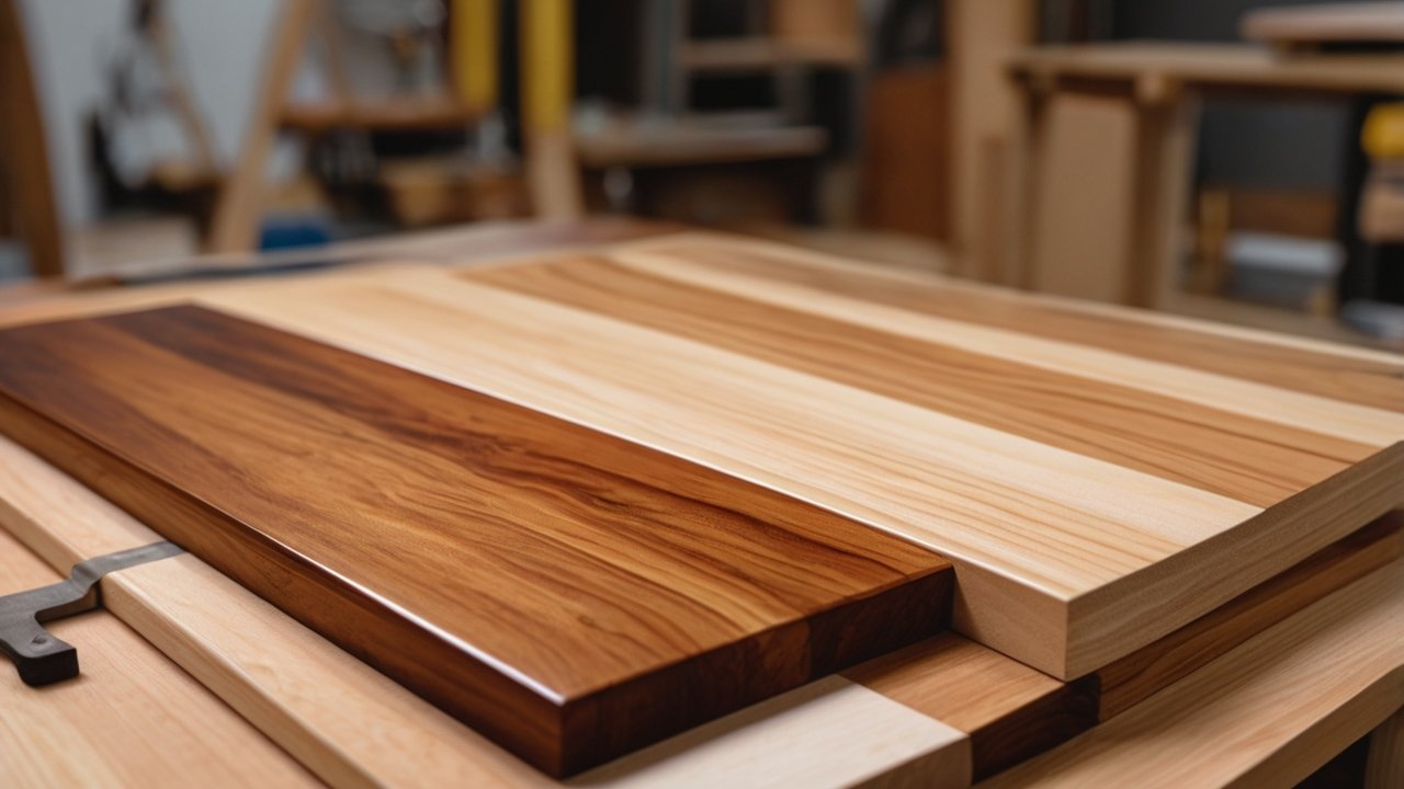 Best wood finish for beginners shown on unfinished and finished wood samples