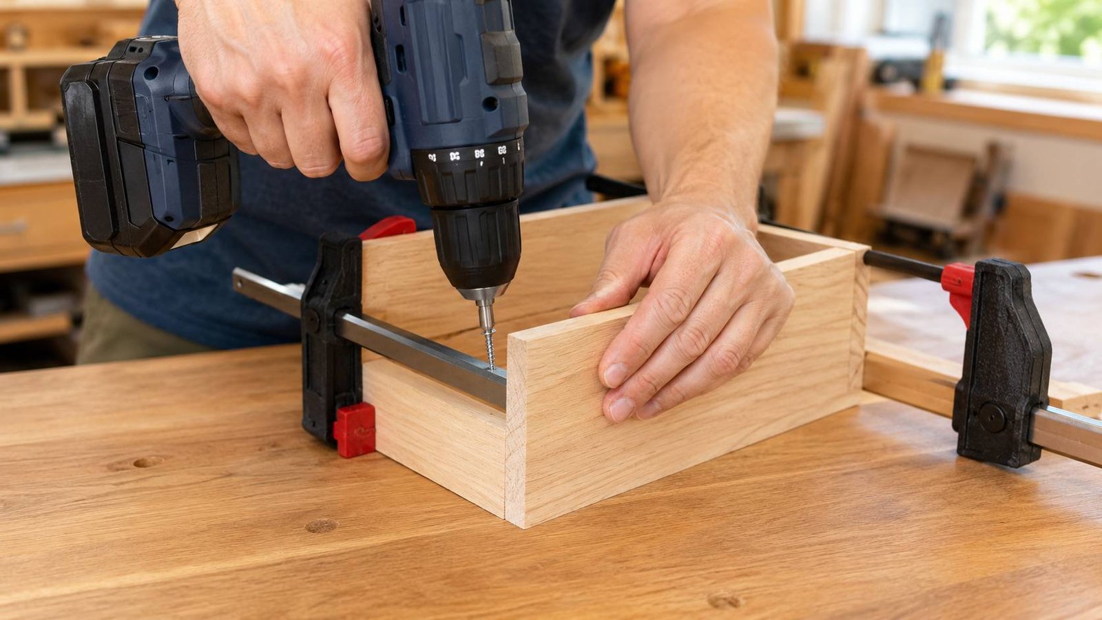 Beginner measuring and marking a pine board with a tape measure, combination square, and pencil