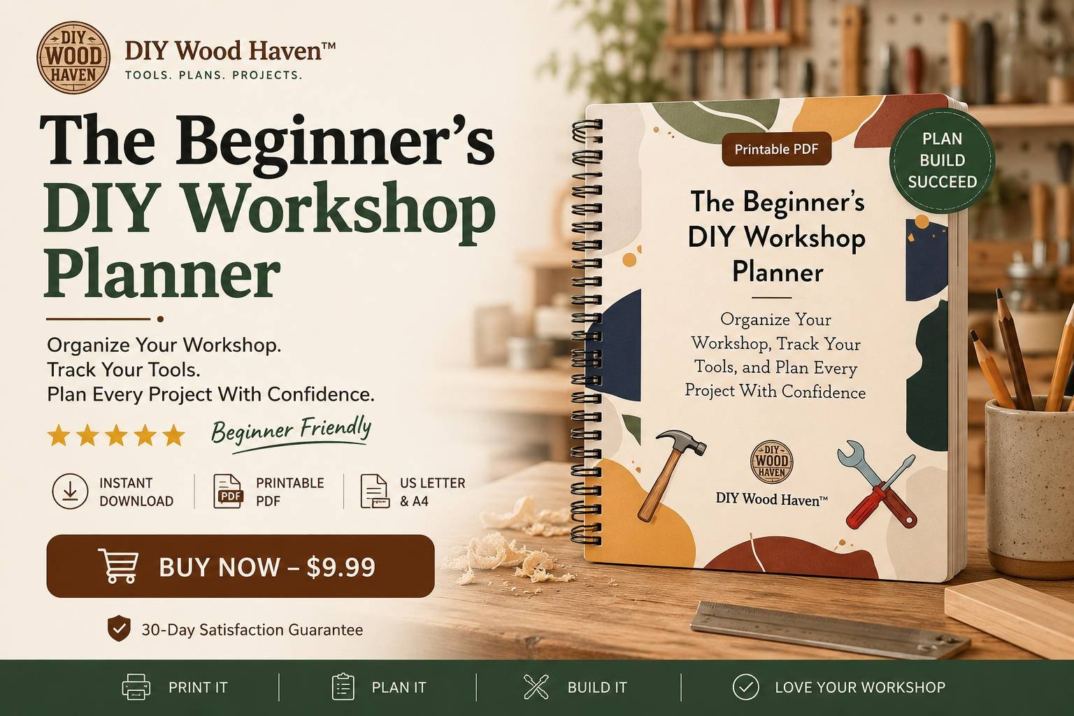 Safe and efficient DIY woodworking workshop layout